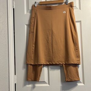 SNOGA Women's Tan Skirt with Built-in Shorts
